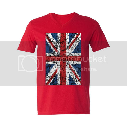 British Flag Union Jack Men's V-Neck T-Shirt Britan Tee