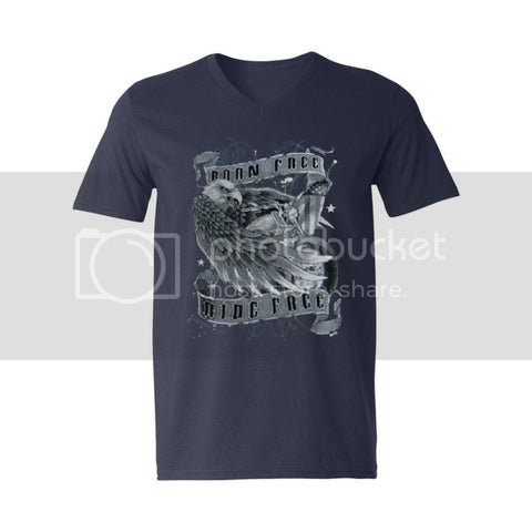 Born Free Ride Free USA Flagbiker Mens V-Neck T-Shirt