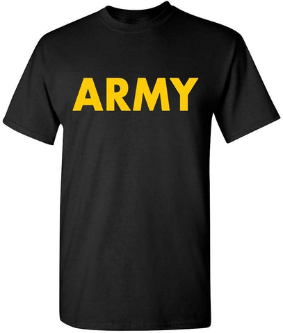Black ARMY Short Sleeve T-Shirt with Gold Print
