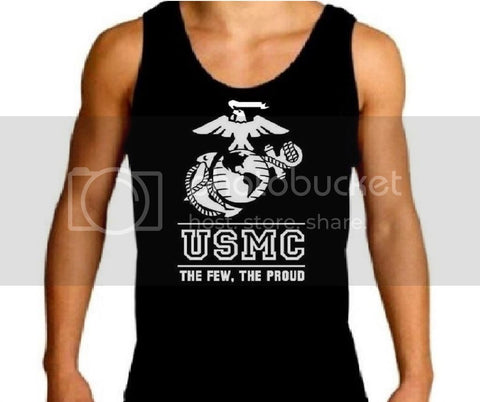USMC The Few The Proud White Marines Logo Mens Tank Top