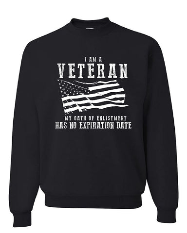 Veteran My Oath Has No Expiration Men's VETERAN SWEATSHIRT CREW NECK, Black, S