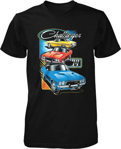 Dodge Challenger 1974 "3 Cars Trio" T-Shirt Front Shirt