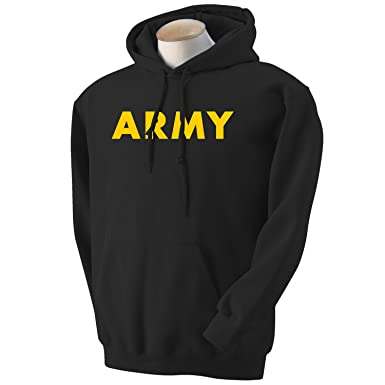 Black ARMY Hooded Sweatshirt with Gold Print