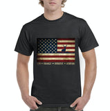 Hunter Father's Day Hunting Gift God Family American Flag Men Shirts , Black, S