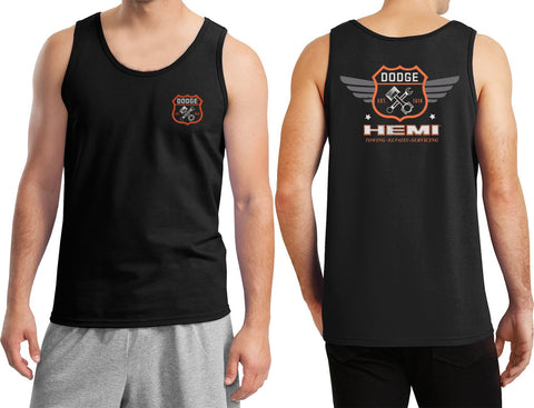 Dodge Tank Top Garage Hemi Men's Dodge Ram Hemi Tank Top Shirt F & B, Black, S