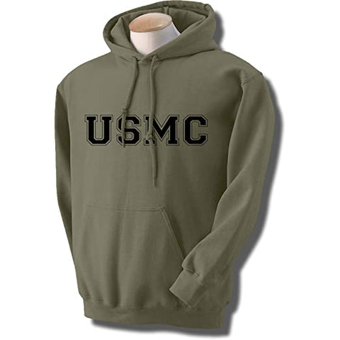 USMC Athletic Marines Hooded Sweatshirt in Military Green