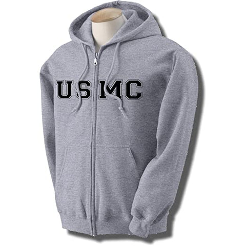USMC Full-Zip Hooded Sweatshirt in Gray