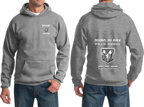 Guts and Glory RAM, RAM Dodge Trucks HOODIE SWEATSHIRT (F&B), Athletic Heather,S