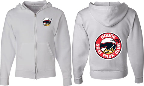 DODGE SCAT PACK CLUB SUPER BEE CHARGER RT CAR ZIP-UP HOODIE (F&B), Ash, S
