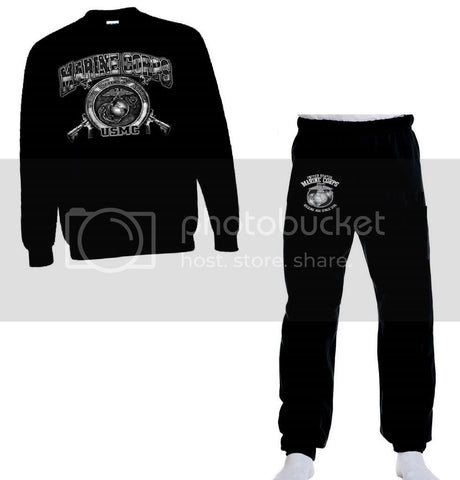 Marine Corps Mens Sweat Shirt, Big Marines Logo Men's Sweat Pants Set