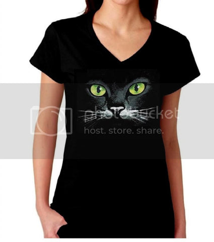 Cat Eyes Womens V-Neck Tee Cat Lovers Shirt Gift Ladies Tee