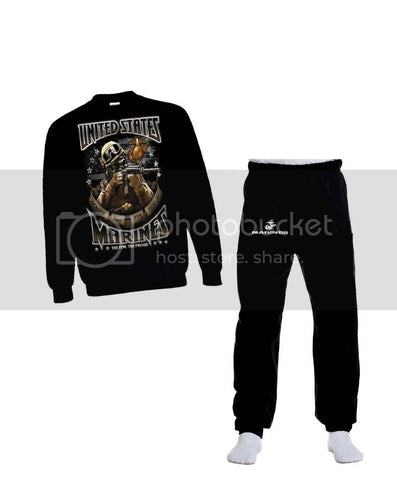 United States Marines Soldier Gun Sweatshirt and Sweatpants Set