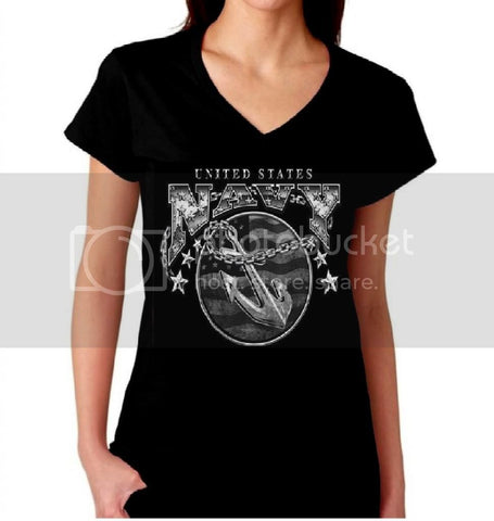 United States Navy Womens V-Neck Tee Anchor Naval Anchor