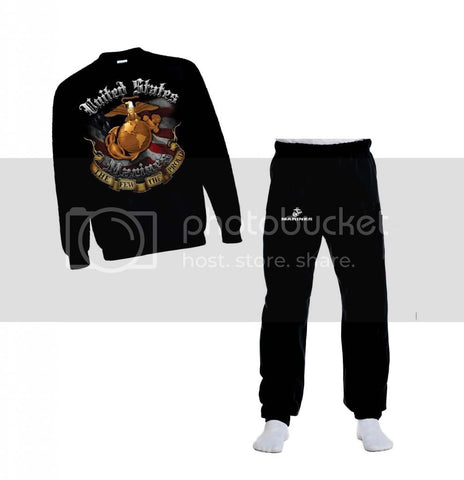 Marine Corps Global Eagle Proud Marines US Men's Sweatshirt Sweatpants Set