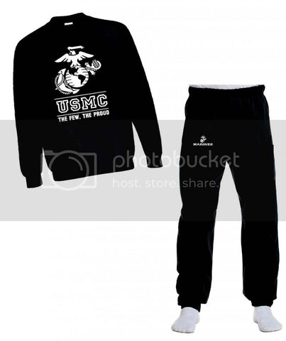 USMC Marine Few The Proud White Marines Logo Sweatshirt and Sweatpants Set