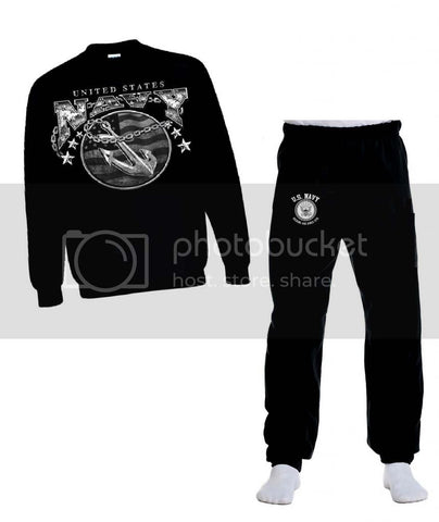 United States Navy Sweatshirt Men's Anchor Naval Shield With Sweatpants Set